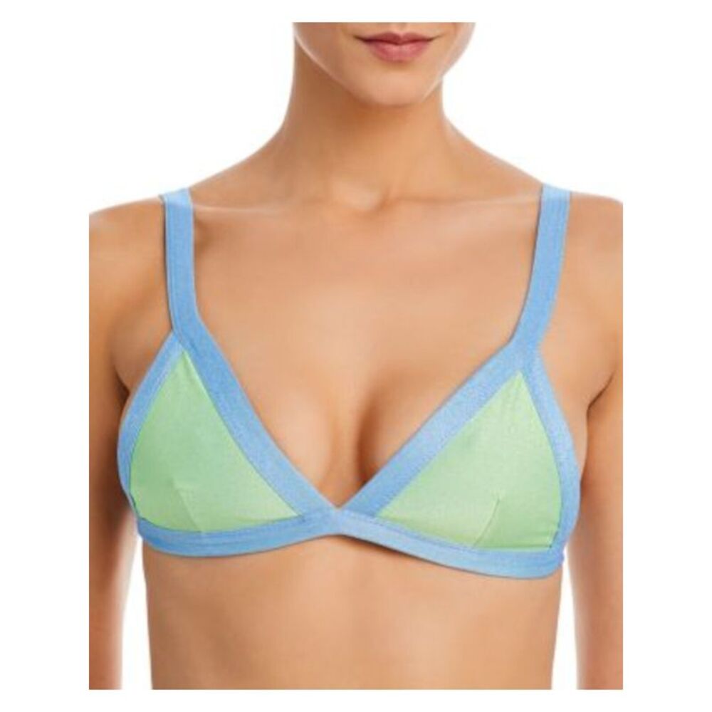 CAPITTANA Women's Green Adjustable Olivia Shine Triangle Swimwear Top M